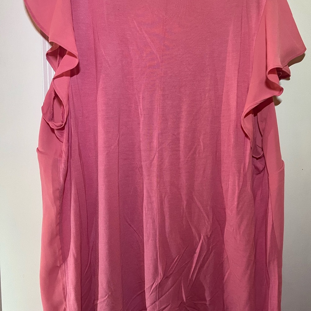 LOFT Pink Flutter Sleeve Blouse Relaxed Style - Picture 4 of 5